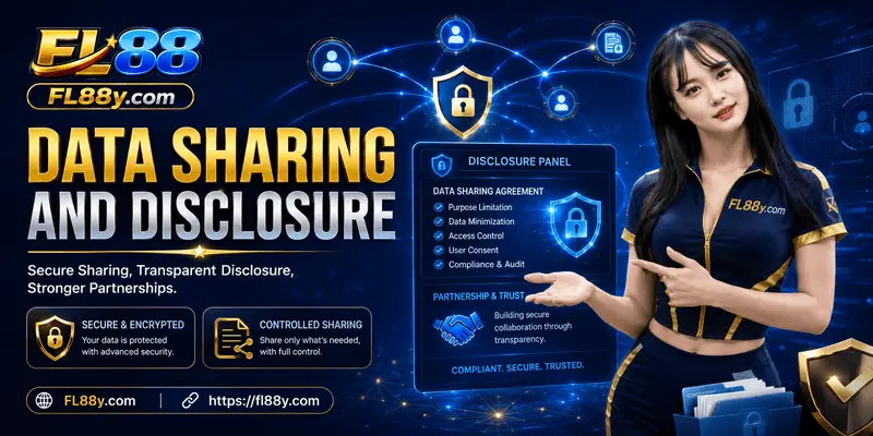 Data sharing and disclosure page showing how user information may be shared, protected and reviewed under privacy terms.