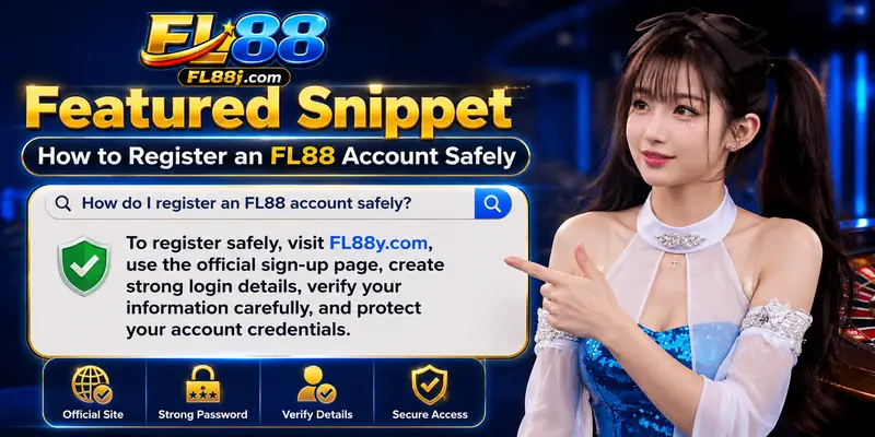 Safe FL88 account registration guide showing official website access, sign-up form, password setup and verification steps.