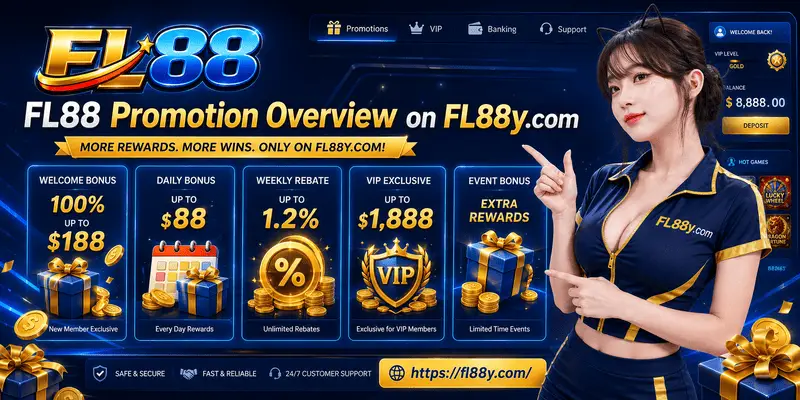 FL88 Promotion overview on FL88y.com showing bonus categories, member rewards, offer rules and clear terms for adults.