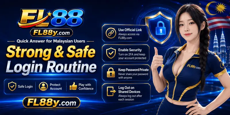 Safe FL88 login routine for Malaysia with official link checks, password care, device safety, and account awareness.