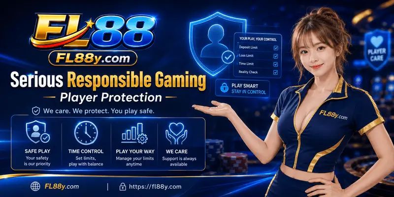 Responsible gaming and player protection page showing age limits, budget controls, self-exclusion and support resources.